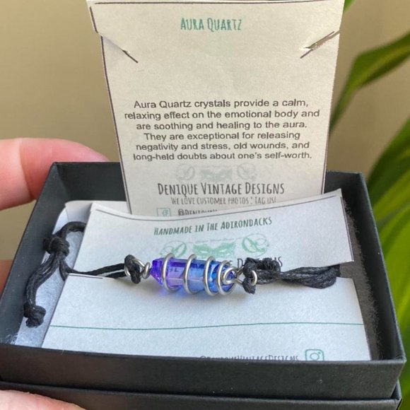 Bi Pride Aura Quartz point wrapped in Stainless steel wire on  Adjustable Cord - Picture 4 of 4